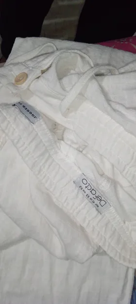 بنطلون كتان ابيض تركي ماركه ديفاكتو